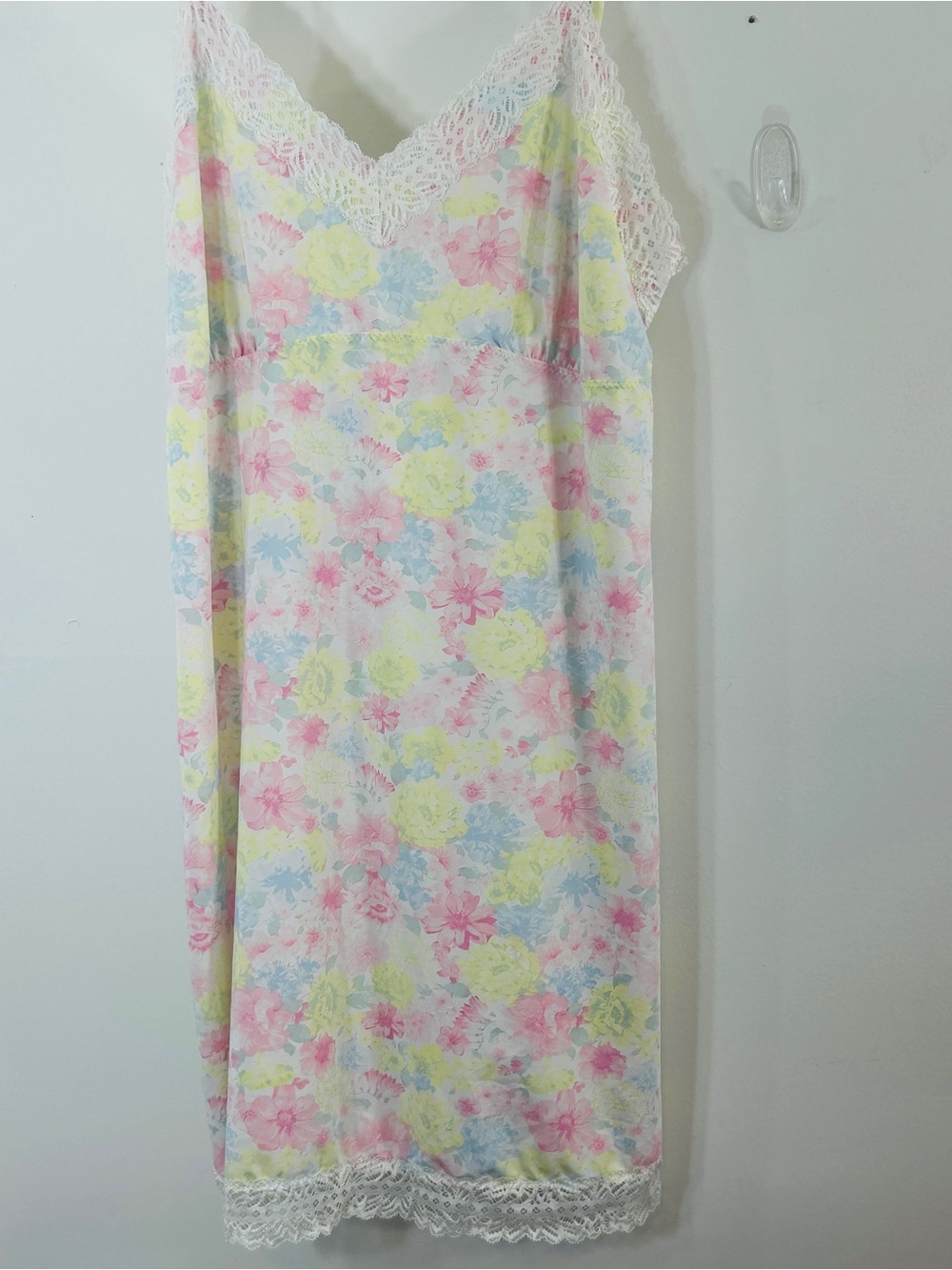 Pastel Floral Lace-Trim Slip Chemise - Multicolor